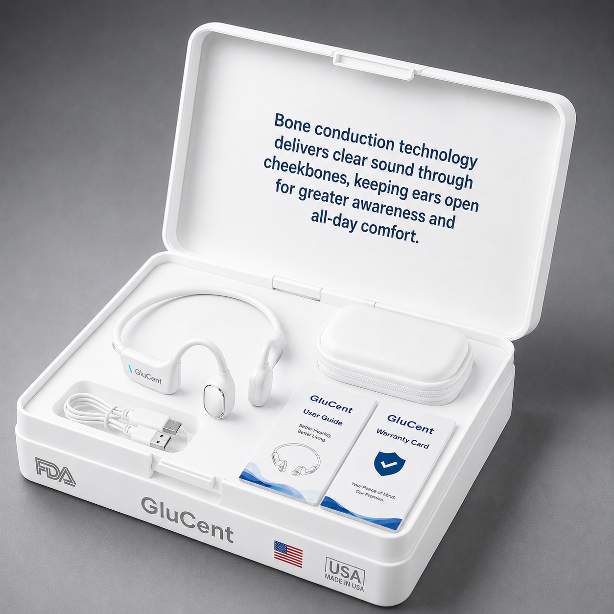 🔥Made In USA🏆GluCent® Bone Conduction Smart Hearing Headphones (Mayo Clinic Recommended)