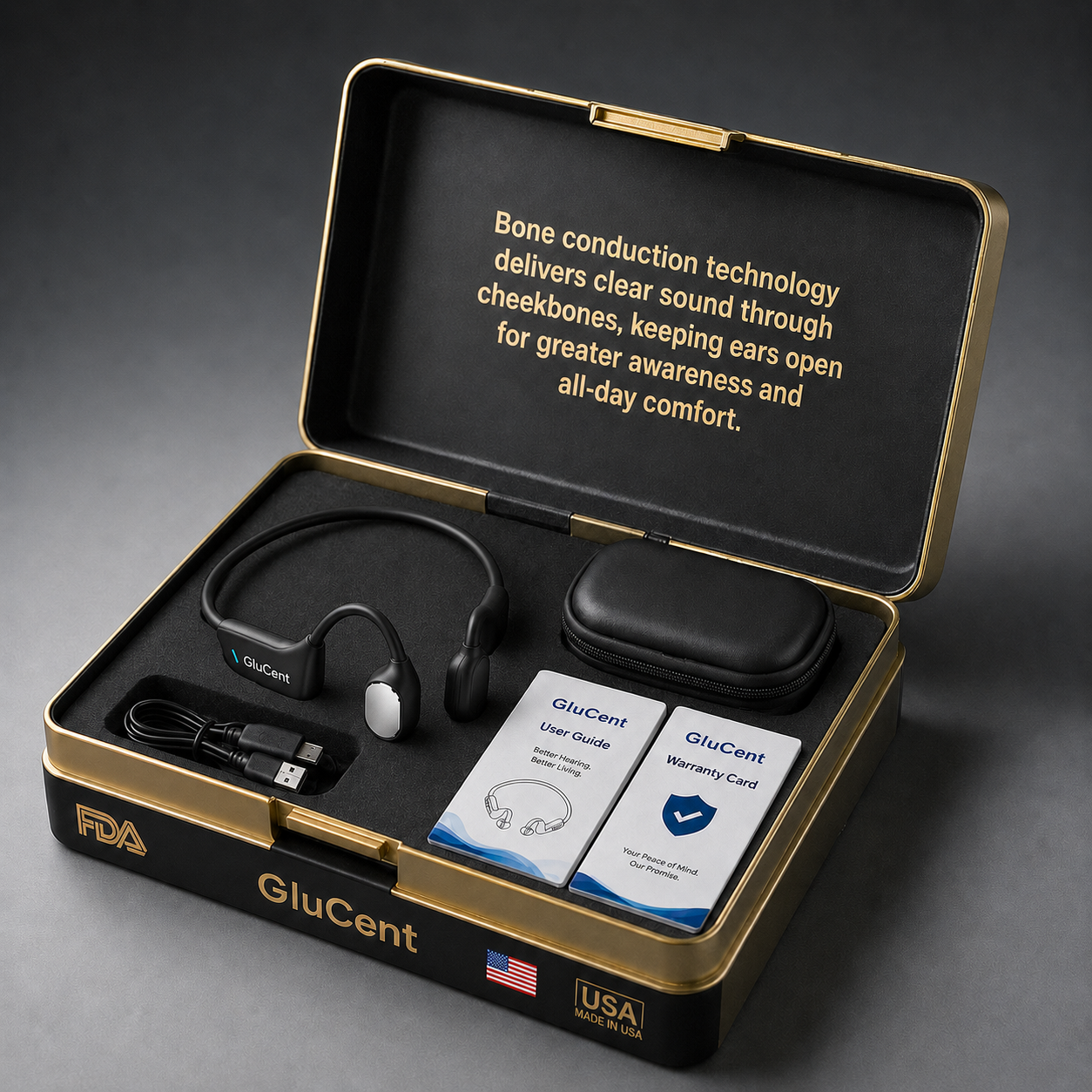 🔥Made In USA🏆GluCent® Bone Conduction Smart Hearing Headphones （Mayo Clinic Recommended）